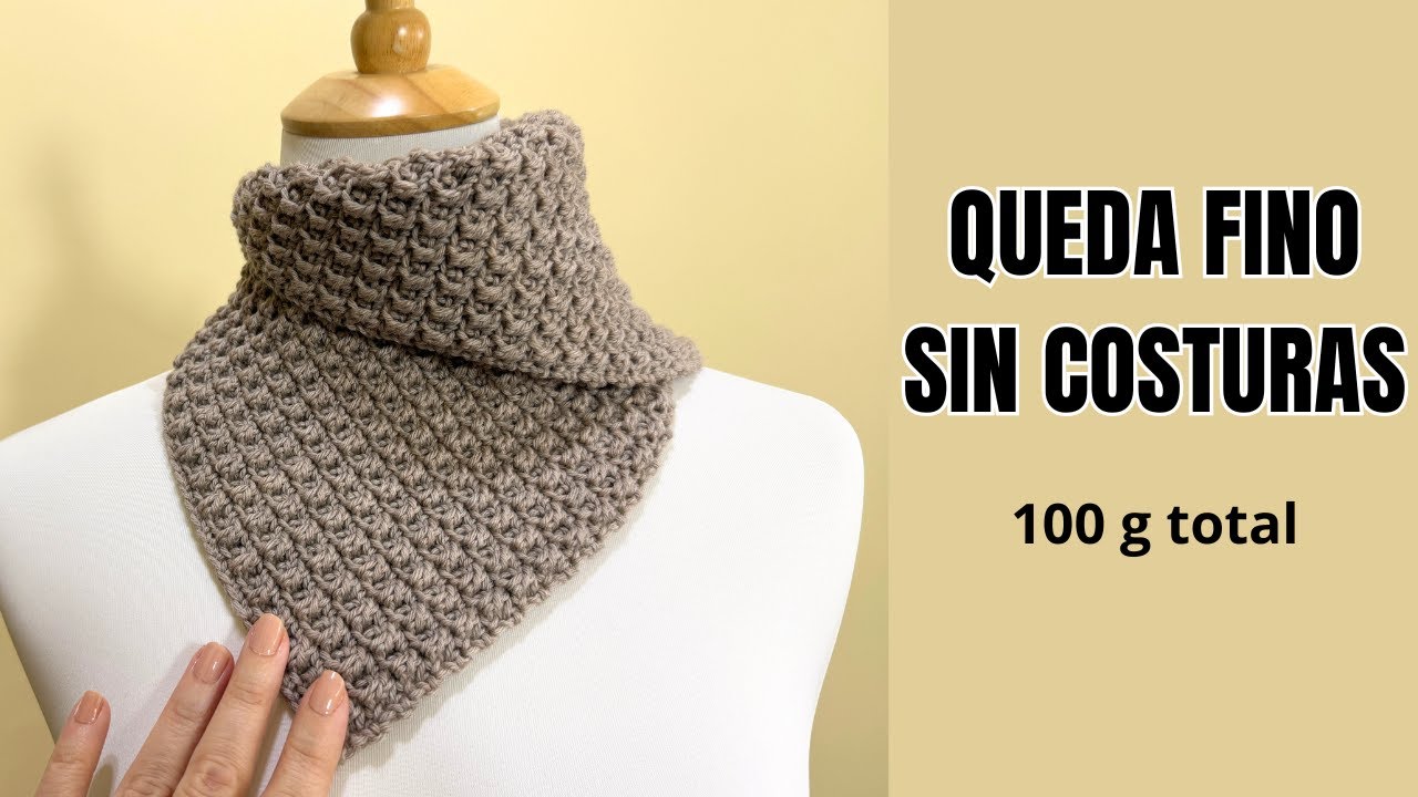 CÓMO HACER un CUELLO ELEGANTE a crochet ✨ (100 g, 1 sola pieza, sin costuras)