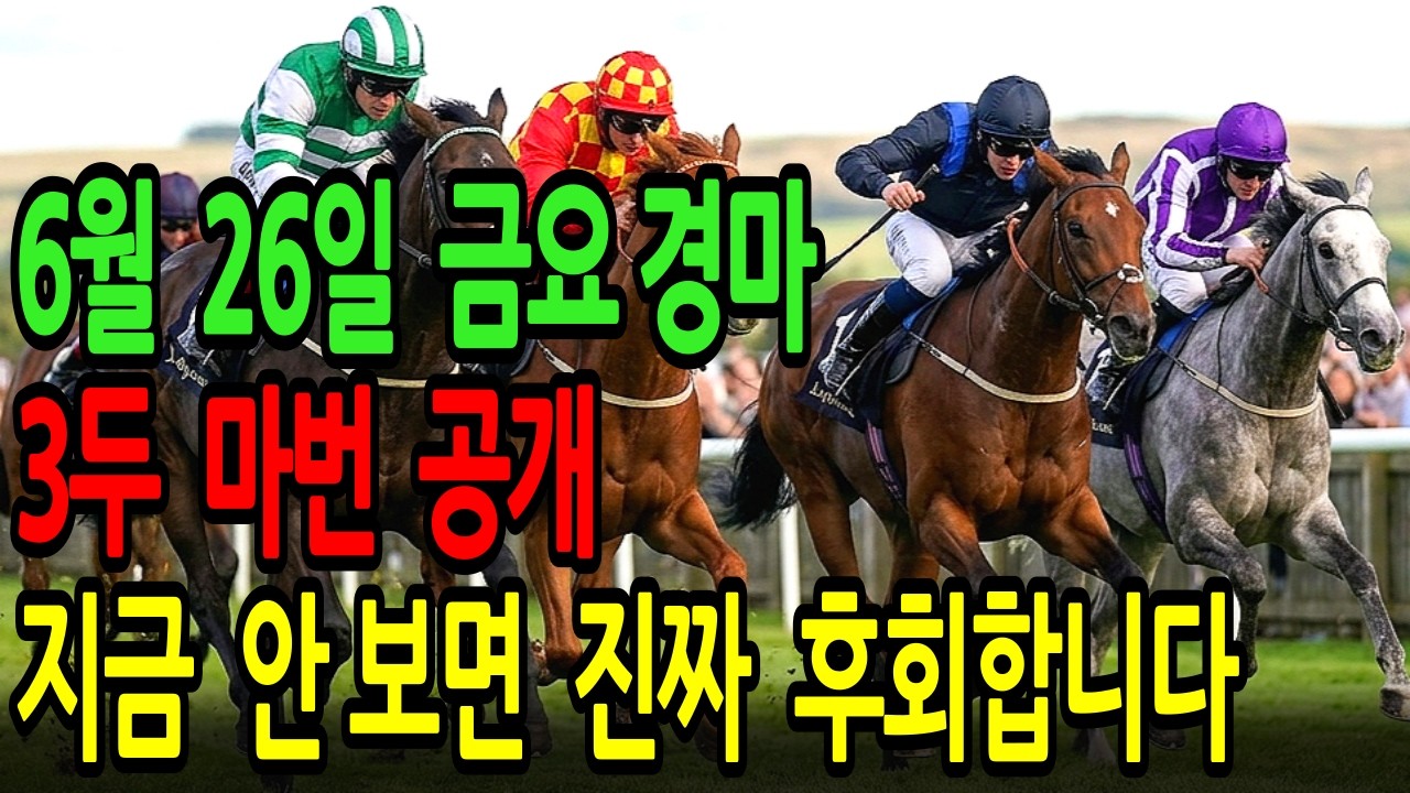 6월 26일 금요일 경마~ 단언컨대 이번 금요경마, ‘이 마번’ 모르면 무조건 손해 봅니다.  l 경마 l 경마예상 l 코리아레이스 l 검빛경마 ㅣ경마정보