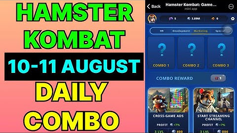 Hamster Kombat Gamedev Daily Combo 10 & 11 August I Today Hamster Kombat Daily Combo 10 August