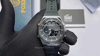 Foxbox Fb0030 Silver Digital Sports Watch Dual Time Display Oak Design Led Light Original