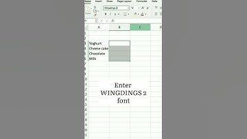 How to add check box in excel using wingdings 2 font