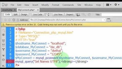 Dreamweaver Database (PHP/MySQL) ตอนที่ 7 ป้องกันปัญหาภาษาไทยกับ MySQL