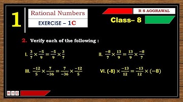 Math Class 8 | Exercise- 1D | Qus. 2 | Rational Numbers | Chapter - 1 | R S AGGARWAL  #mvo