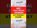 MEP Electrical Engineer ATS Friendly Resume Malayalam #atsmalayalam #atscvmalayalam #atscv #resume