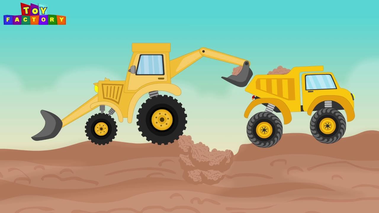 truck and jcb cartoon