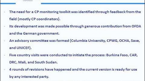 CP Situation and Response Monitoring Toolkit Overview