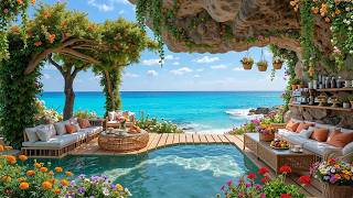 Morning Beach Cafe Ambience with Elegant Bossa Nova Jazz & Ocean Wave Sounds for Relax, Study, Work
