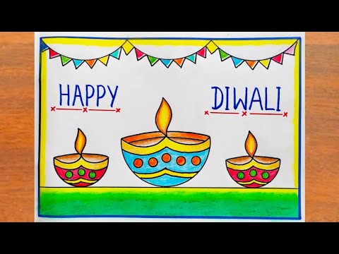 Diya Drawing Step By Step  Easy Diya Drawing For Diwali  Diwali drawing Happy  diwali Diwali