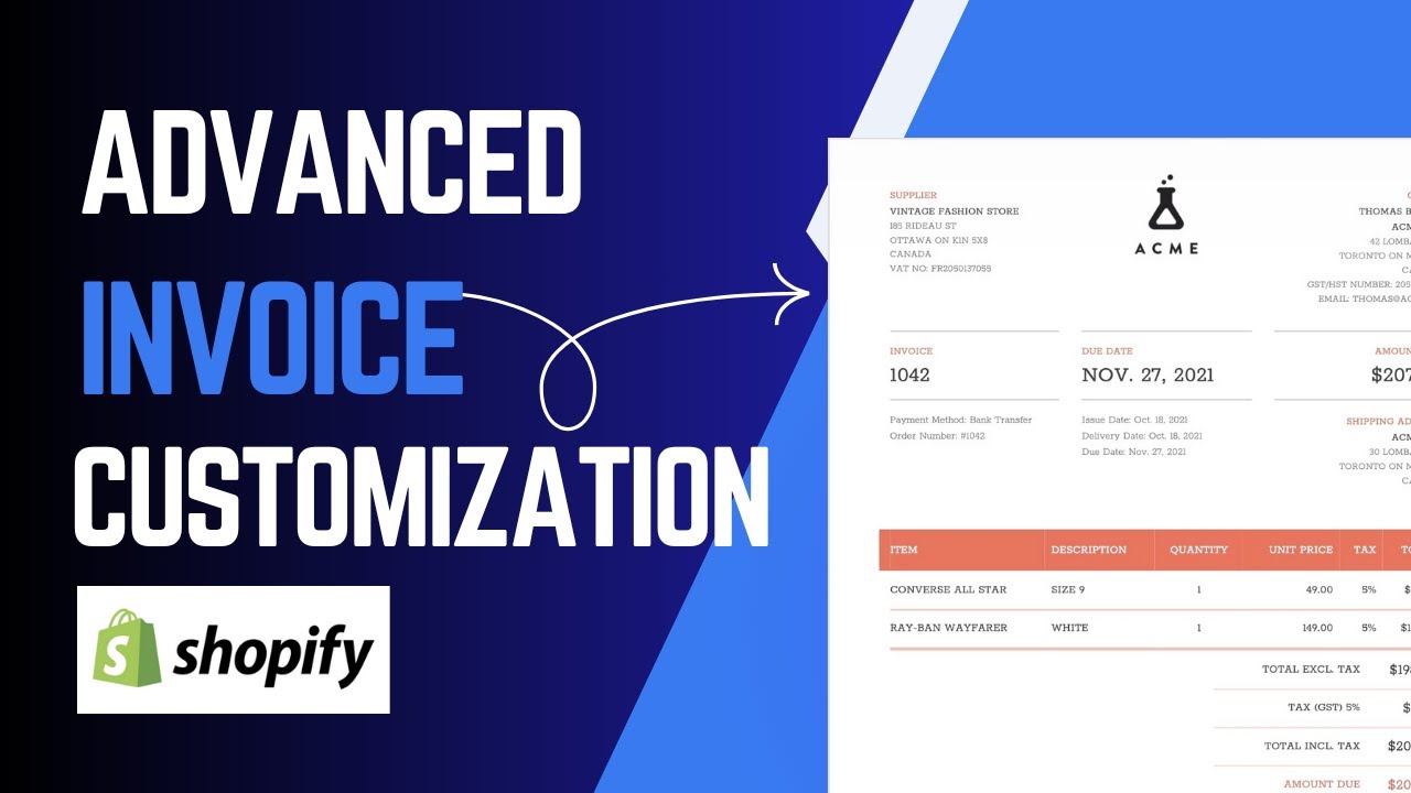 Advanced Invoice Customization Options in Shopify