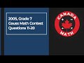 2005 Grade 7 Gauss Math Contest Questions 11 20 