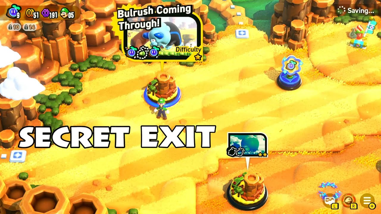 SUPER MARIO BROS. WONDER 1-4 Bulrush Coming Through! (Purple Coins, Wonder Seeds, & Flag) World 1