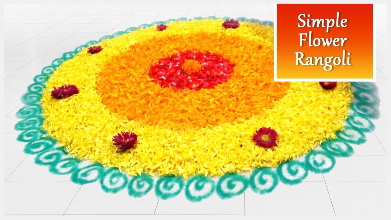 Simple Flower Rangoli Design || Rangoli Design with Flowers || Anu’s Amazing Vlog
