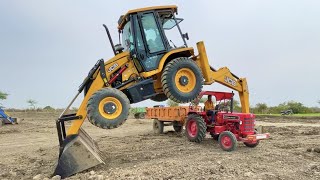 2 Jcb 3Dx 4Wd Backhoe Machine Working Together Mahindra 275 Eicher 242 Powertrac Euro 55