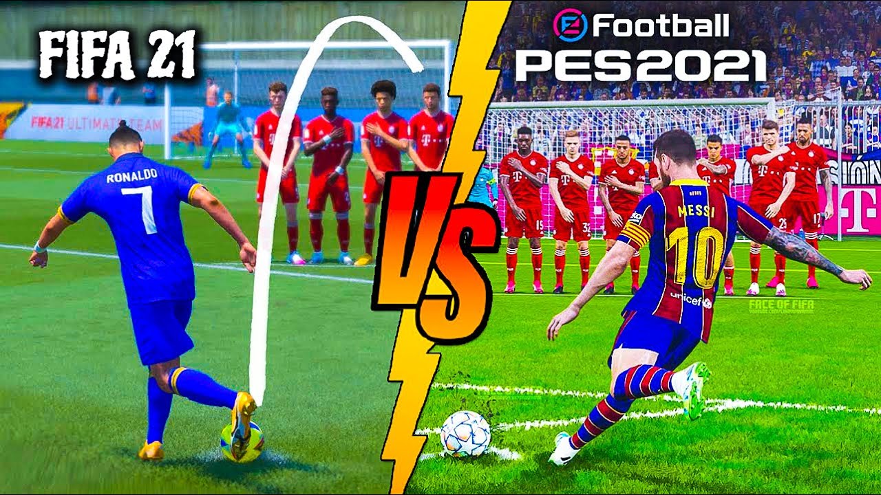 FIFA 21 VS PES 21 FREE KICKS Messi Ronaldo Ibrahimovic