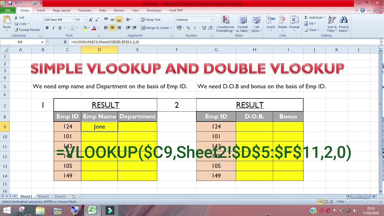 Excel 2010 Vlookup Across Multiple Worksheets