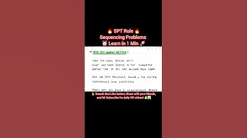 Shortest Processing Time (SPT) Rule in Sequencing | OR Simplified | BCom BBA | Hindi #shorts