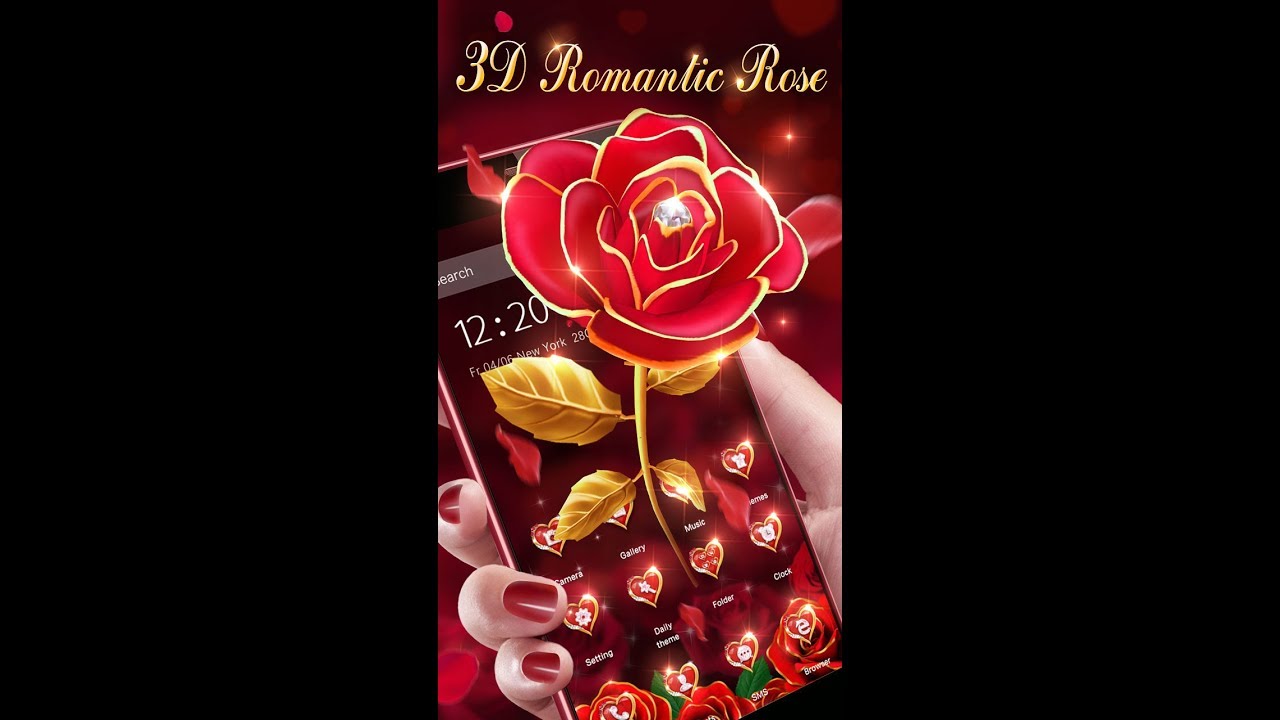 3D Gilt Red Rose Theme 3ds