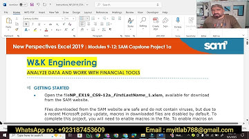 Excel  Modules 9-12 SAM Capstone Project 1a | W&K Engineering