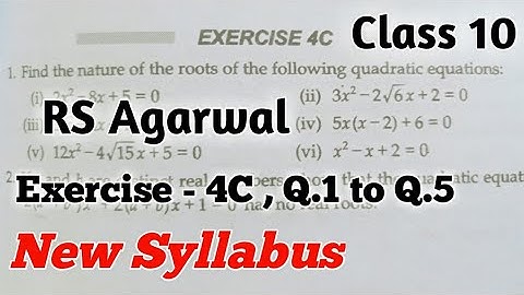 Ex 4C Q1 to Q5 Quadratic Equations|  Class 10 CBSE ICSE | RS Aggarwal | Chapter 4 | Dynamic Math