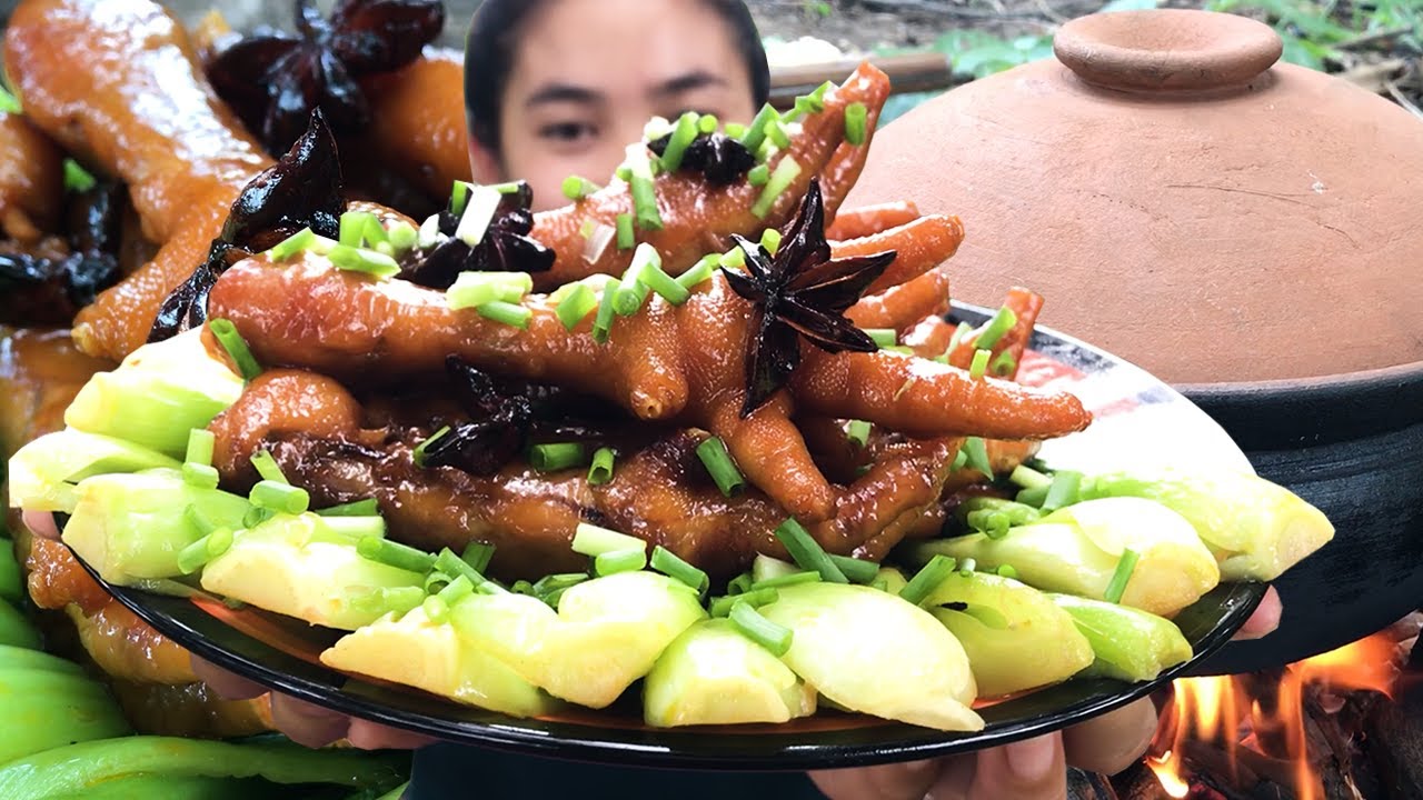 Primitive Cooking Chicken Legs - Cooking Chicken Legs Spicy Chili Delicious Food