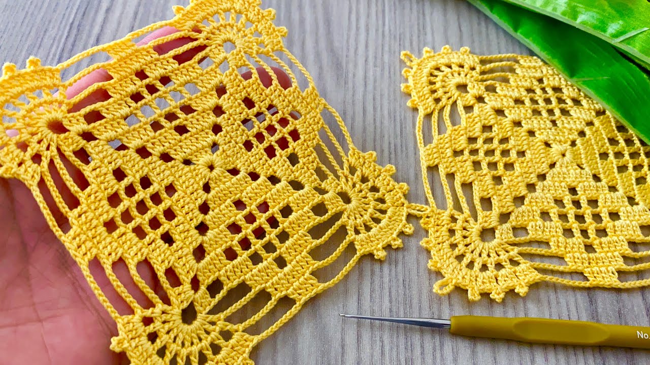 NEW and Eye-Catching Crochet Square Motif Lace Pattern Step by Step Tutorial