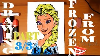 How to Draw ELSA from Frozen Step by Step for beginners Easy and color | 3/3