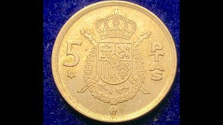 1975  5 PTAS Coin  Juan Carlos  Spain