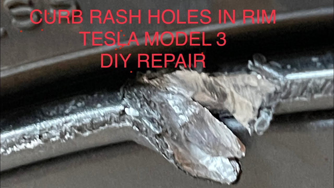 Rim hole damage & curb rash repair: Tesla Model 3 - YouTube