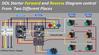 Forward and Reverse Starter Complete Wiring for 3 Phase Motor / Control from Two different Places screenshot 4
