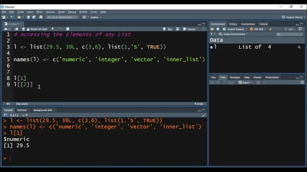 Accessing the Elements of A List in R - YouTube