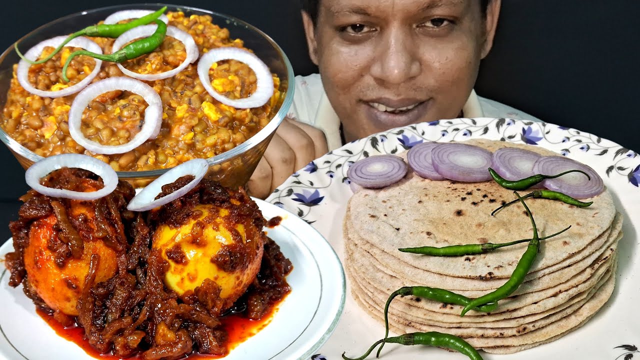 Egg tarka and 10 roti Eating, spicy egg kosha, onion chilli, eating video, eating sounds, MUKBANG