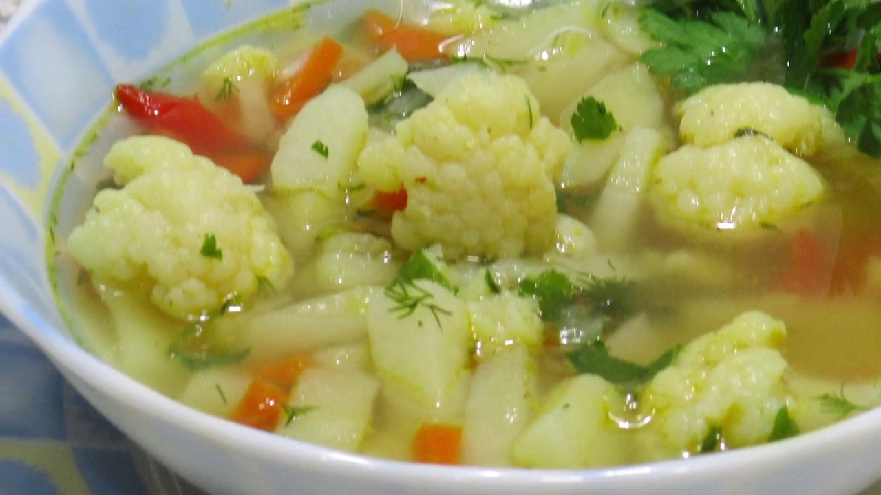 легкий, постный суп с цветной капустой
