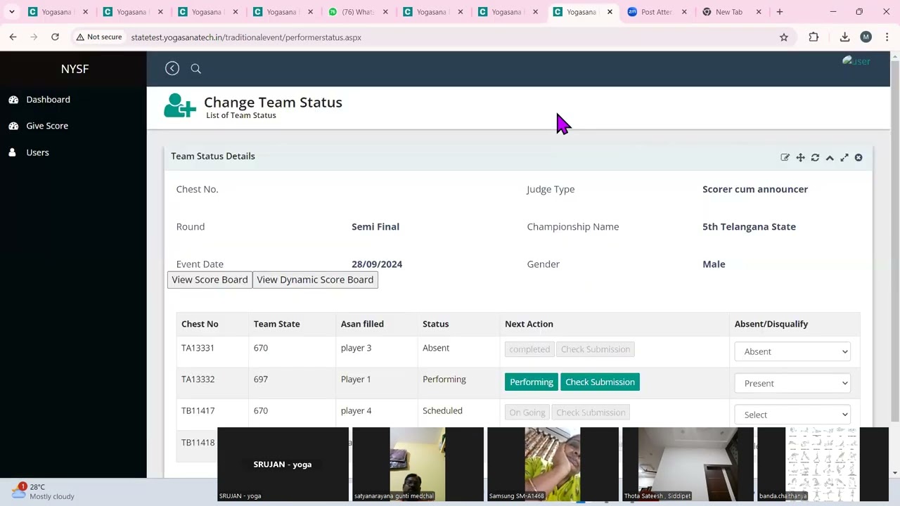 How to login as judge and how to give score in TSR software.