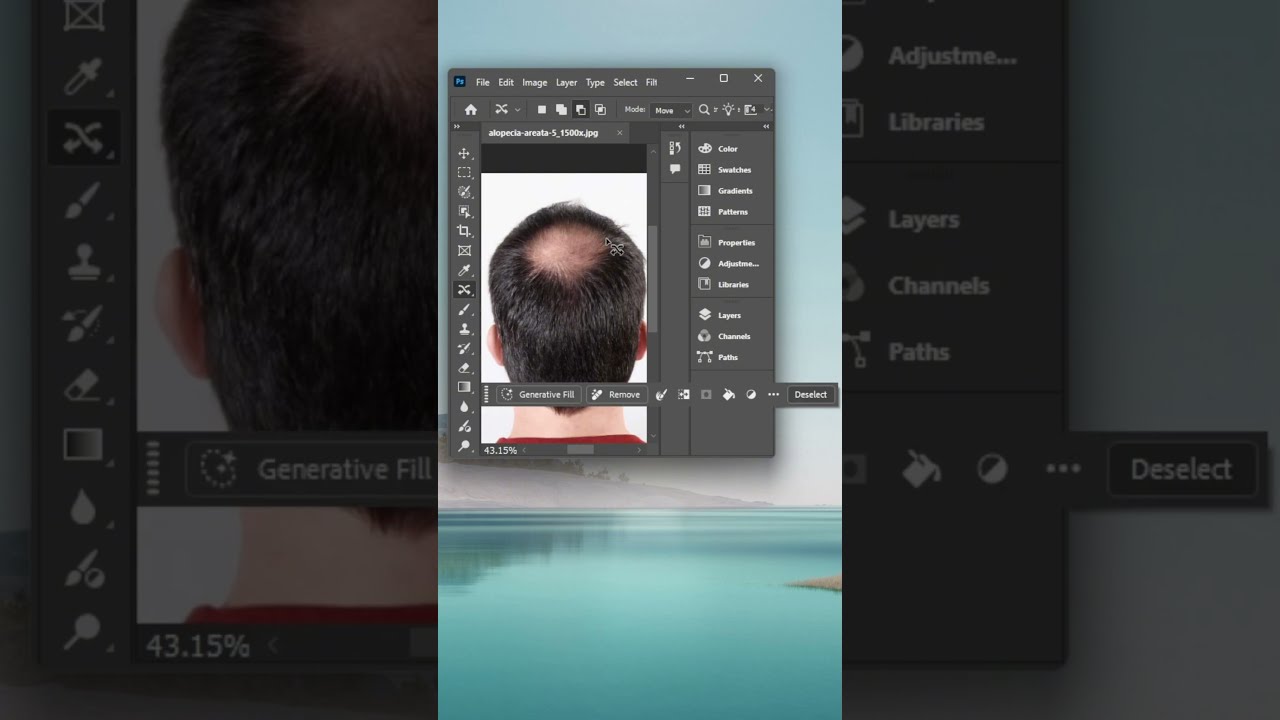 How to fill hair in bald head in Photoshop✒️🖌️ #photoshop #photoshoptutorial #creativedesign #shorts