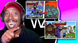 Reaction To Wadzee Hardcore Minecraft Survival Episode 1 & 2