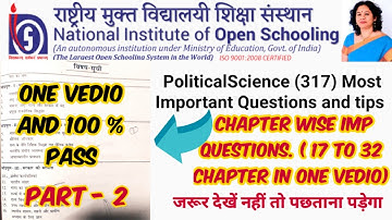 Nios Political Science(317)Imp.Question Part-2 ।।Nios 12th Political Science chapterwise Imp Ques.🤗🤩