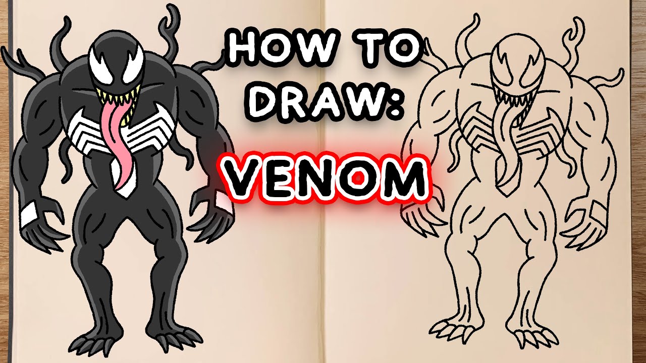 How To Draw VENOM (step by step drawing tutorial) YouTube