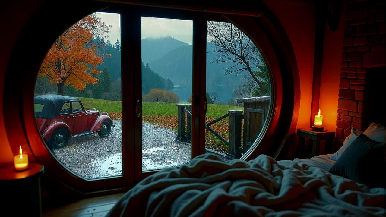 Fall Asleep With The Soothing Sounds Of Rain & Thunder - ASMR Study Relax with Rain Sounds Piano