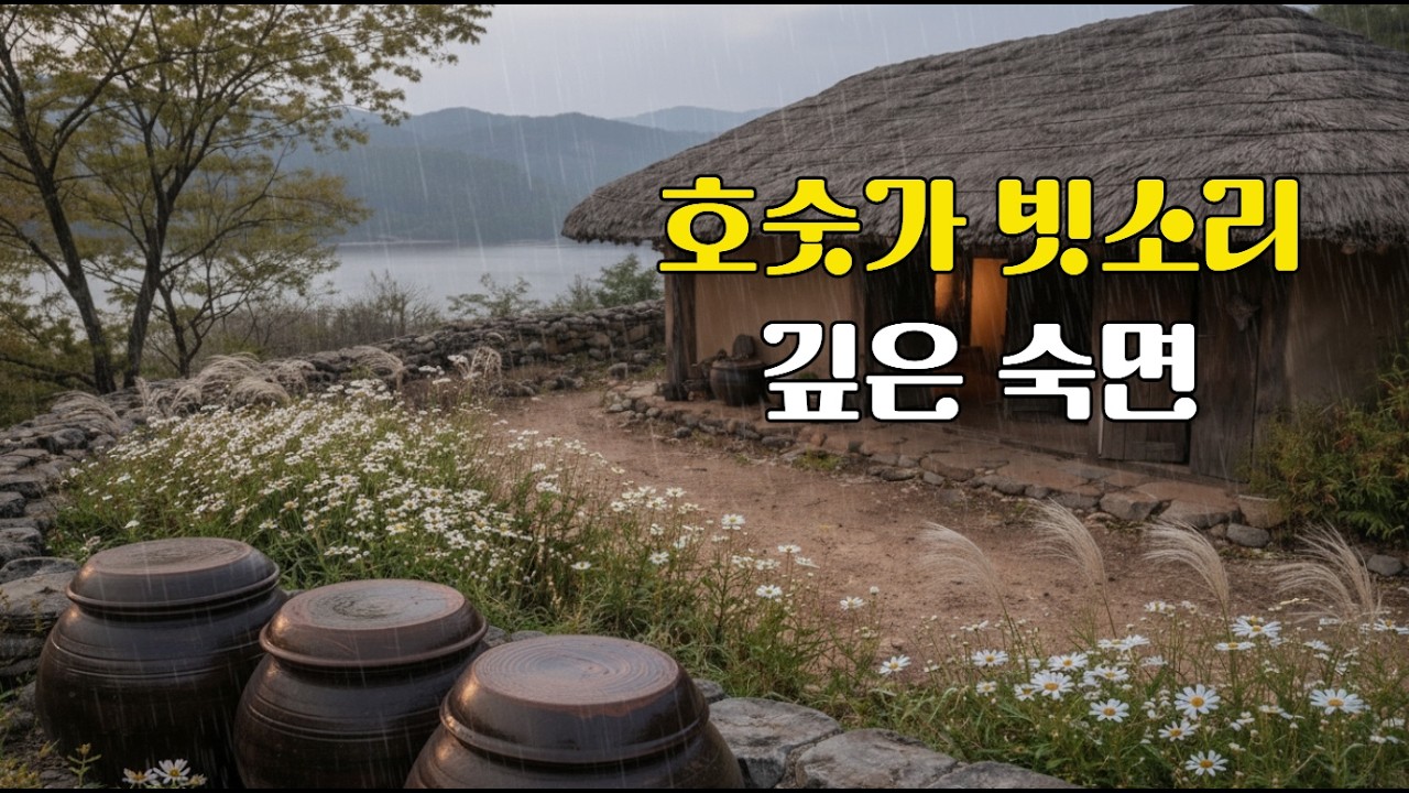 호숫가 초가집 빗소리 🌧️ 시원한 빗줄기와 함께 깊은 숙면 | Rain Sounds for Deep Sleep