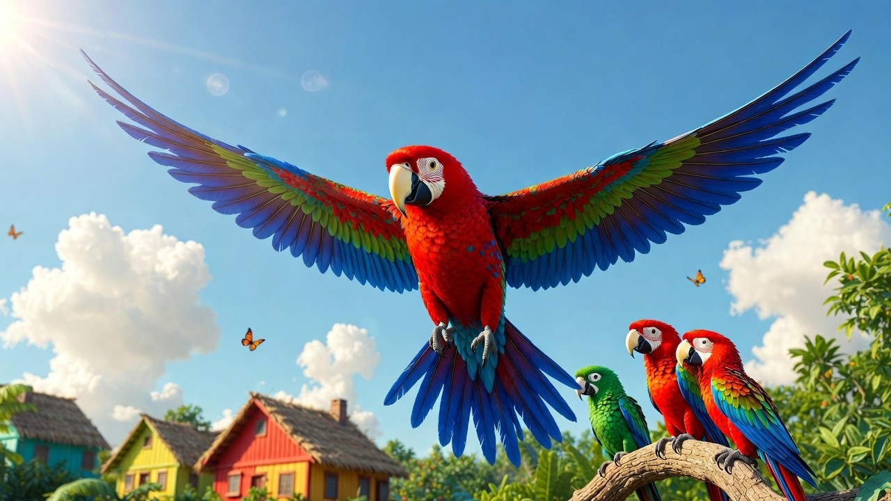 Squawk Squawk Seven Little Colorful Parrots 🦜 | Squawk Squawk Squawk Song | Fun ...