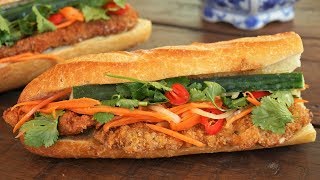酥脆面包鸡越南三明治 - 用法国长棍面包 - Banh Mi - Morgane's
