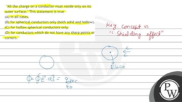 All the charge on a conductor must reside only on its outer surface." This statement is true" (A...