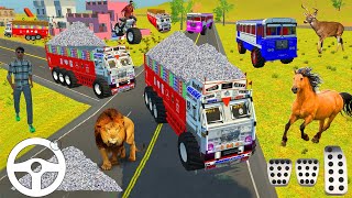 Driving 3 Bus And ROAD ROLLER JCB Unloading Stone From Dumper Truck in Game💥 Part 459 #gamingvideos