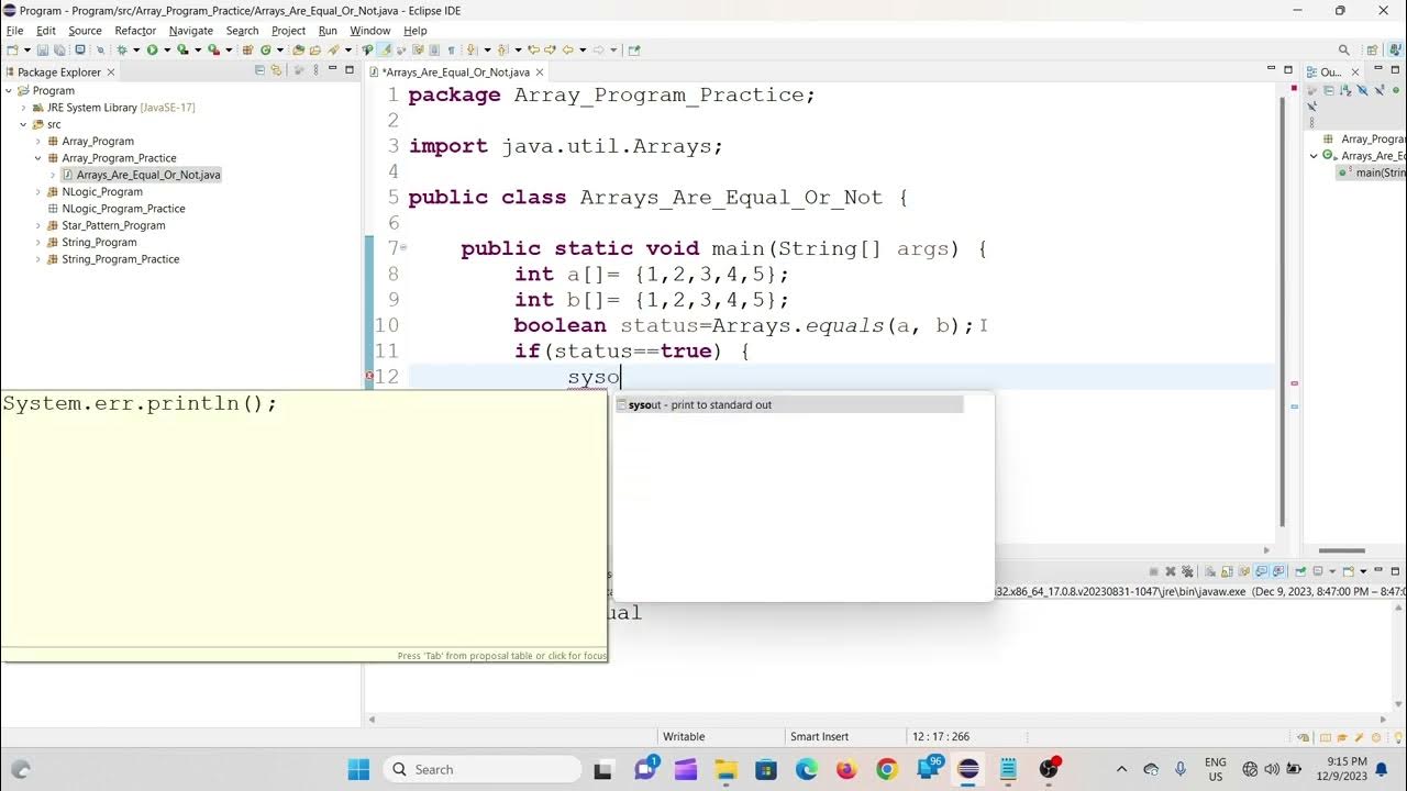 Arrays Are Equal Or Not | interview question| java code - YouTube