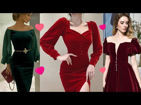 فساتين سهرة قطيفة   اروع فساتين قطيفة