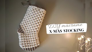 DIY Macrame Christmas Stocking with contrasting elements