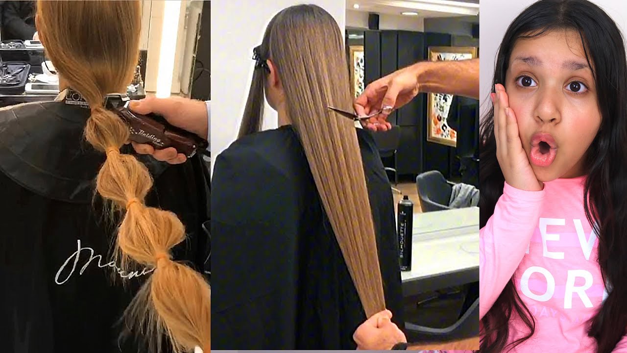 بنات قصوا شعرهم جدا قصير ! كيف يقدروا !! Super long haircut