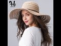 Furtalk summer hat for women cotton straw beach sun foldable floppy travel packable wide brim