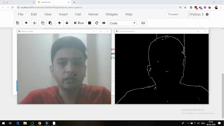 Edge Detection for live webcam  video using python