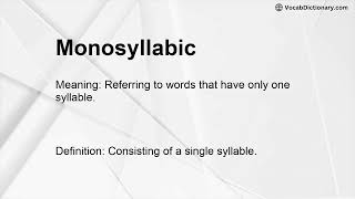 Monosyllabic Meaning